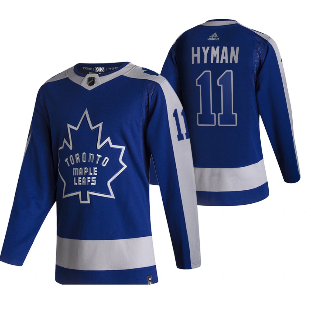 Cheap 2021 Adidias Toronto Maple Leafs 11 Zach Hyman Blue Men Reverse Retro Alternate NHL Jersey